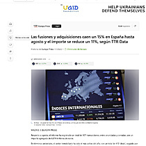 Las fusiones y adquisiciones caen un 15% en Espaa hasta agosto y el importe se reduce un 11%, segn TTR Data